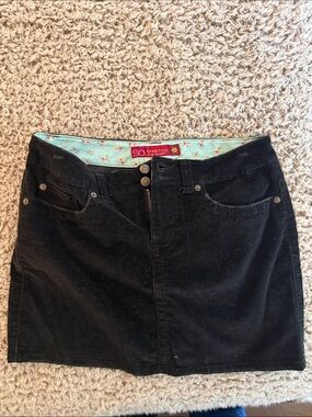 SO Black Mini Skirt with Floral Waistband Accent